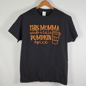 Hanes Pumpkin Spice Latte Coffee Graphic Tee Black Orange L Fall PSL Shirt
